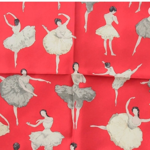Rare Hermes Scarf Carre 90 La Danse Ballerina Red 100% Silk - Picture 2 of 7